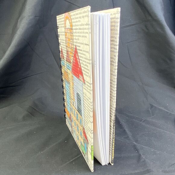 Journal Unique City-Scape Design Handmade Upcycle Spiral Notebook Urban Skyline - Picture 7 of 7